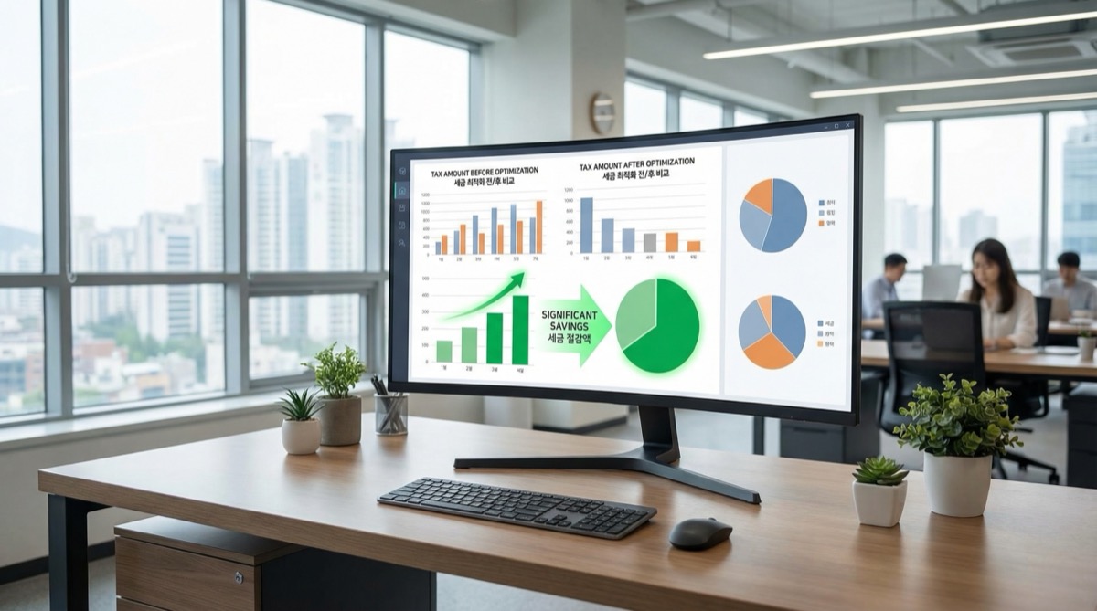 가결산 전후 세금 비교 — 최적화를 통한 절감 효과를 시각적으로 보여주는 차트