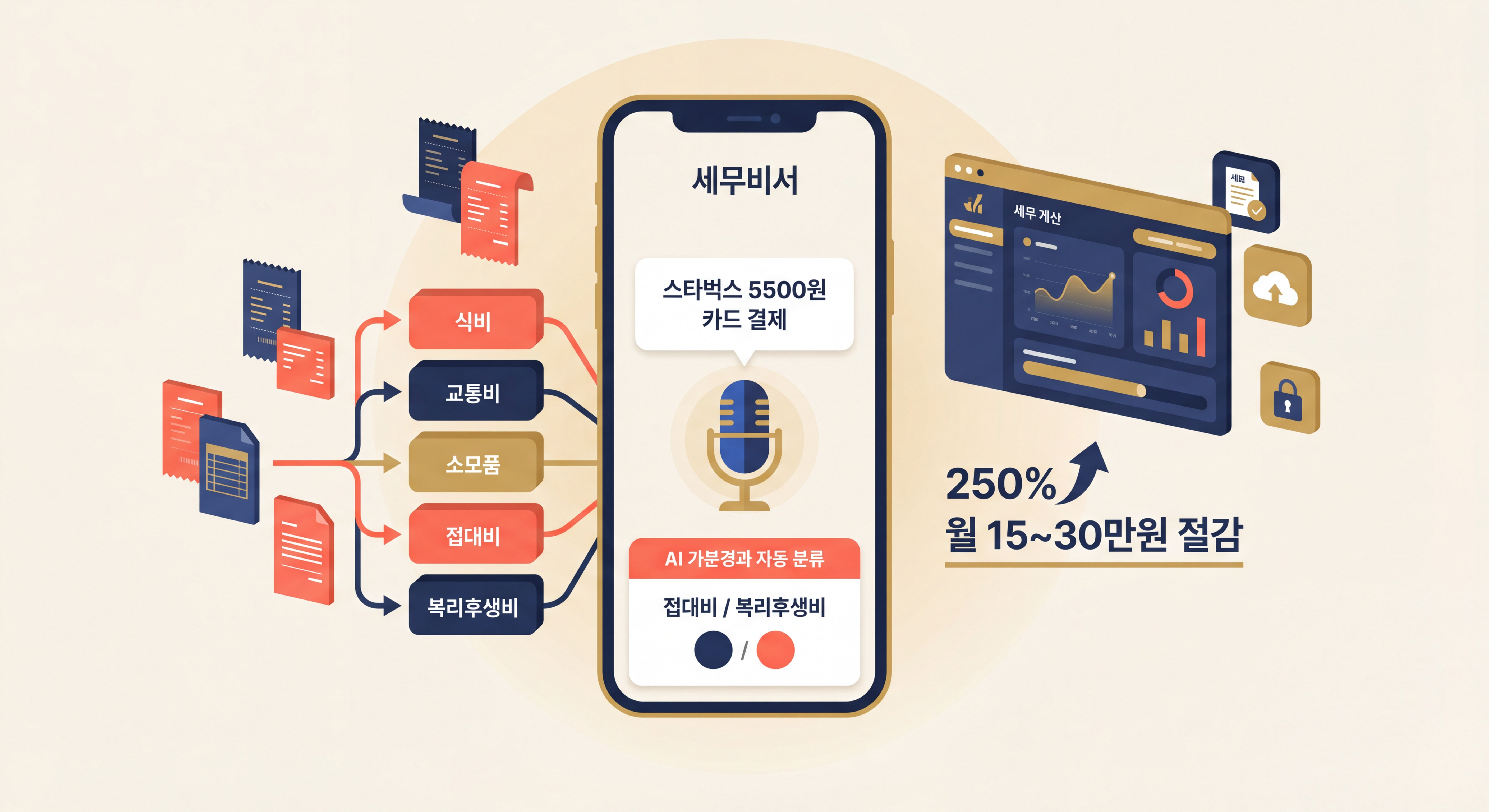 세무비서 AI 앱 활용 일러스트