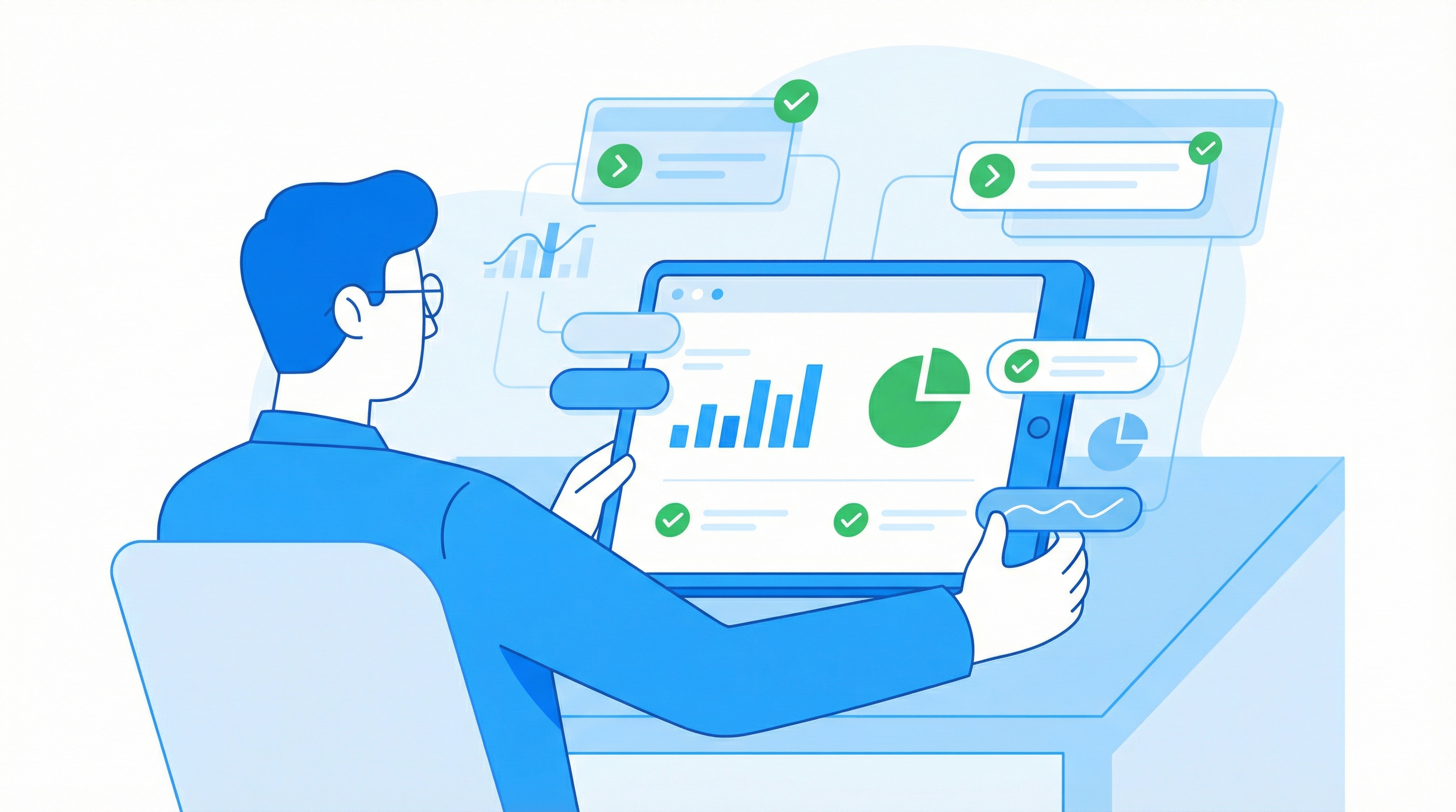 무료 웹앱으로 고용지원금을 분석하는 화면 일러스트